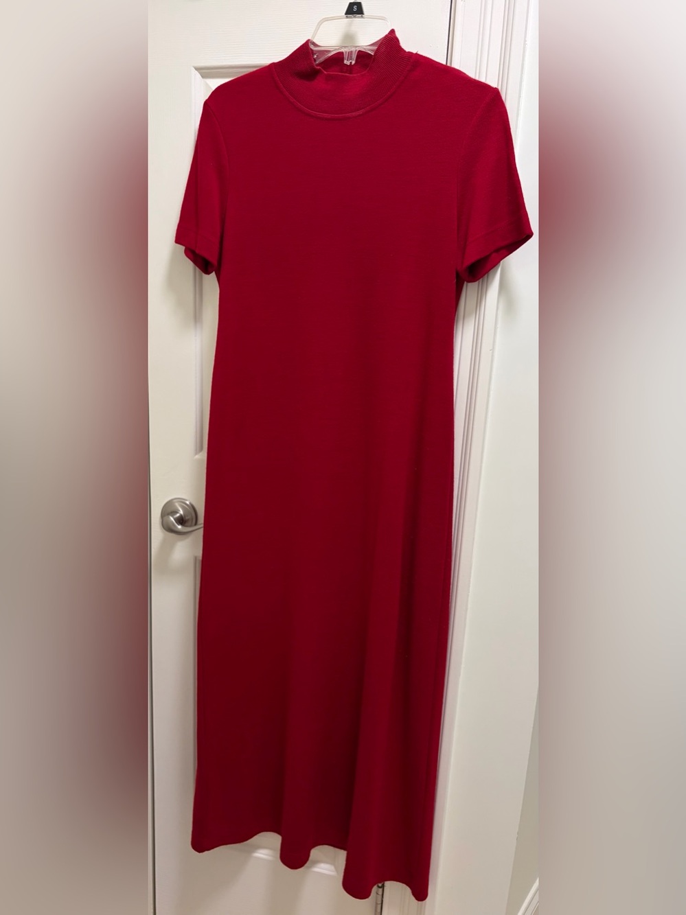 Women's Red Mock Neck Maxi Dress